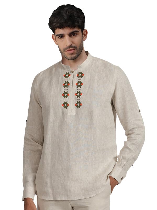 Be Active MenS Neck Embroidery 100% Cotton Short Kurta With Mandarin Collar || Short Kurta For Men Cotton || Stylish Short Kurt