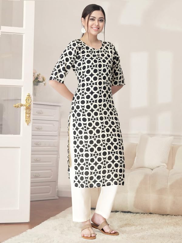 Pinkmint Kurta Set for Women Cotton Printed Straight Kurta with Pant (Pack of 1)