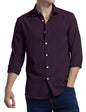 Finivo Fashion MenS Casual Cotton Plain Button Down Shirts Full Sleeve Textured Summer Beach Shirt For Men Purple