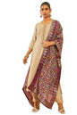 Soch Womens Beige Silk Blend Zari Embroidered Suit Set With Contrast Dupatta