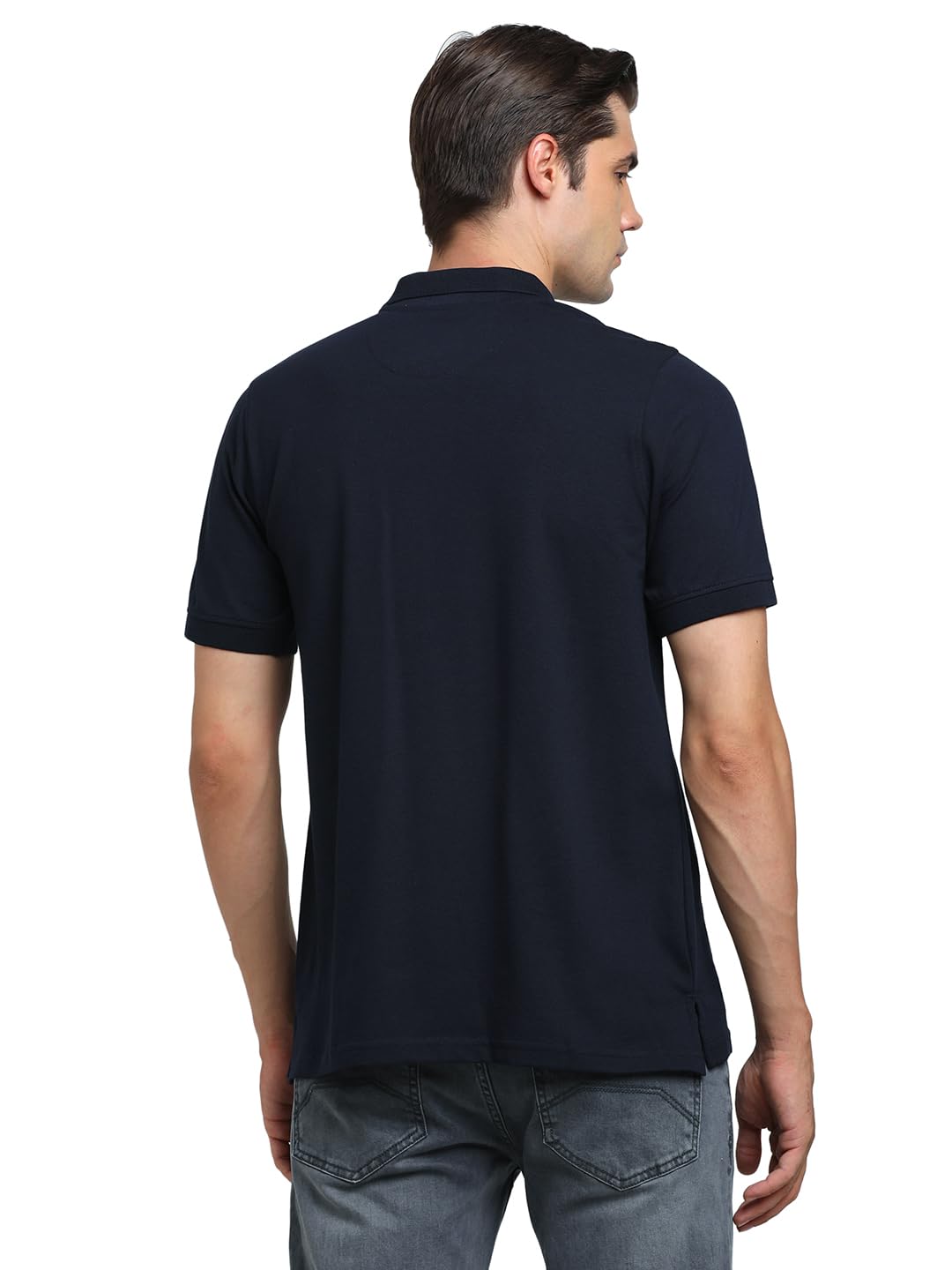 Turtle Men Cotton Stretch Slim Fit Navy Polo T-Shirt