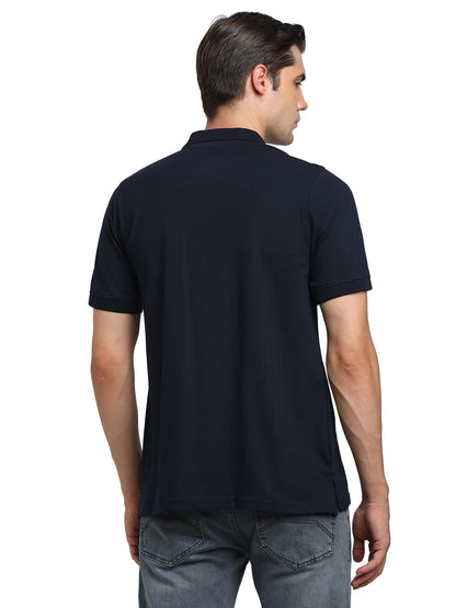 Turtle Men Cotton Stretch Slim Fit Navy Polo T-Shirt
