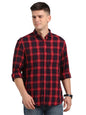 Turtle Men 100% Cotton Slim Fit Red & Regular Fitvy Check Full Sleeve Casual Shirt