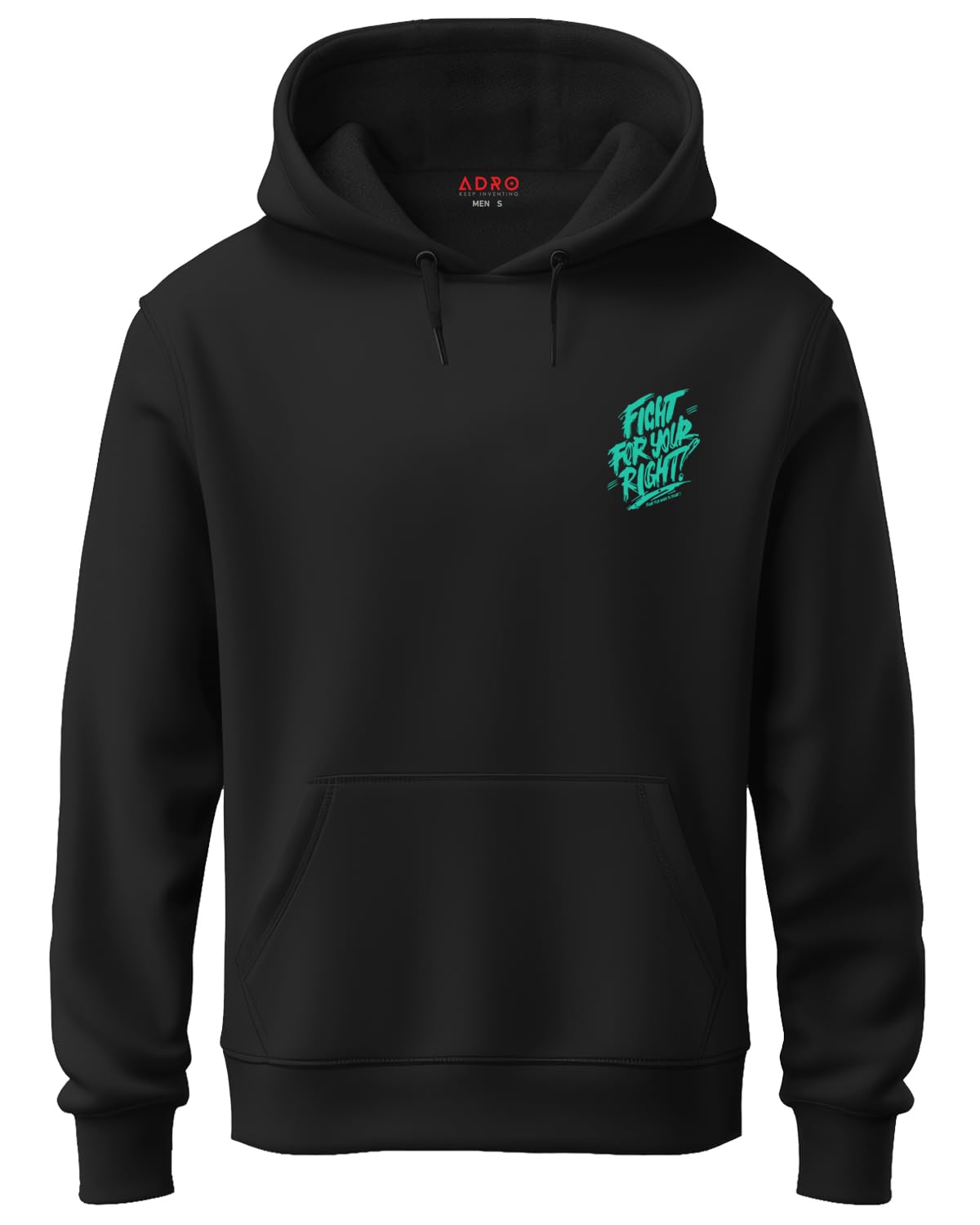 ADRO Men's Cotton Neck Hooded Sweatshirt (H23-M-FGT-BL-XL_Black)