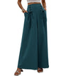 Noble Monk Women Flared Plazzo Pant | Wide Leg | Loose Fit Pant For Women Teal Blue