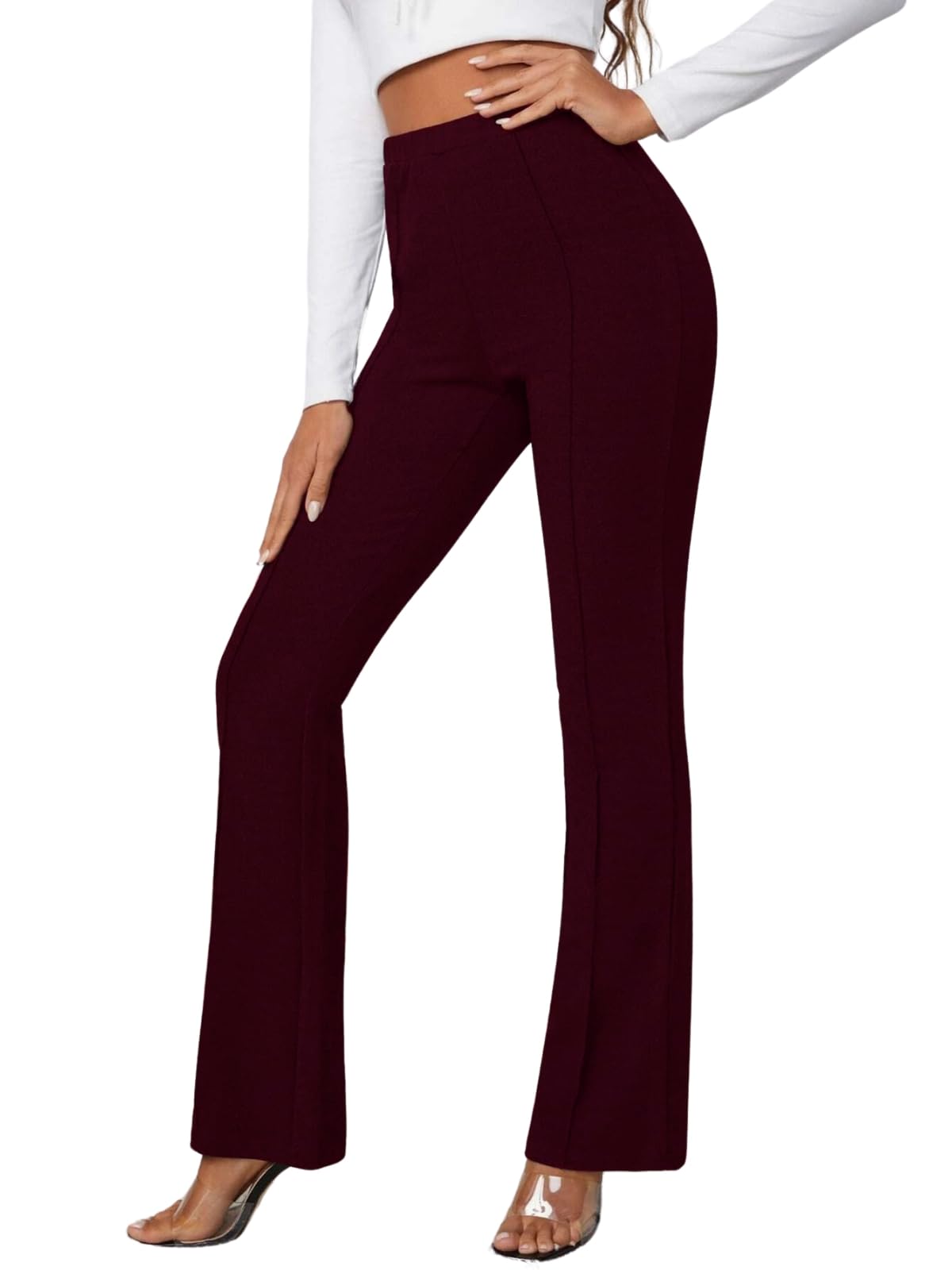 OM SAI LATEST CREATION Womens Yoga Dress Pants Stretchy Work Slacks Business Casual Office Straight Leg/Bootcut Elastic Waist w