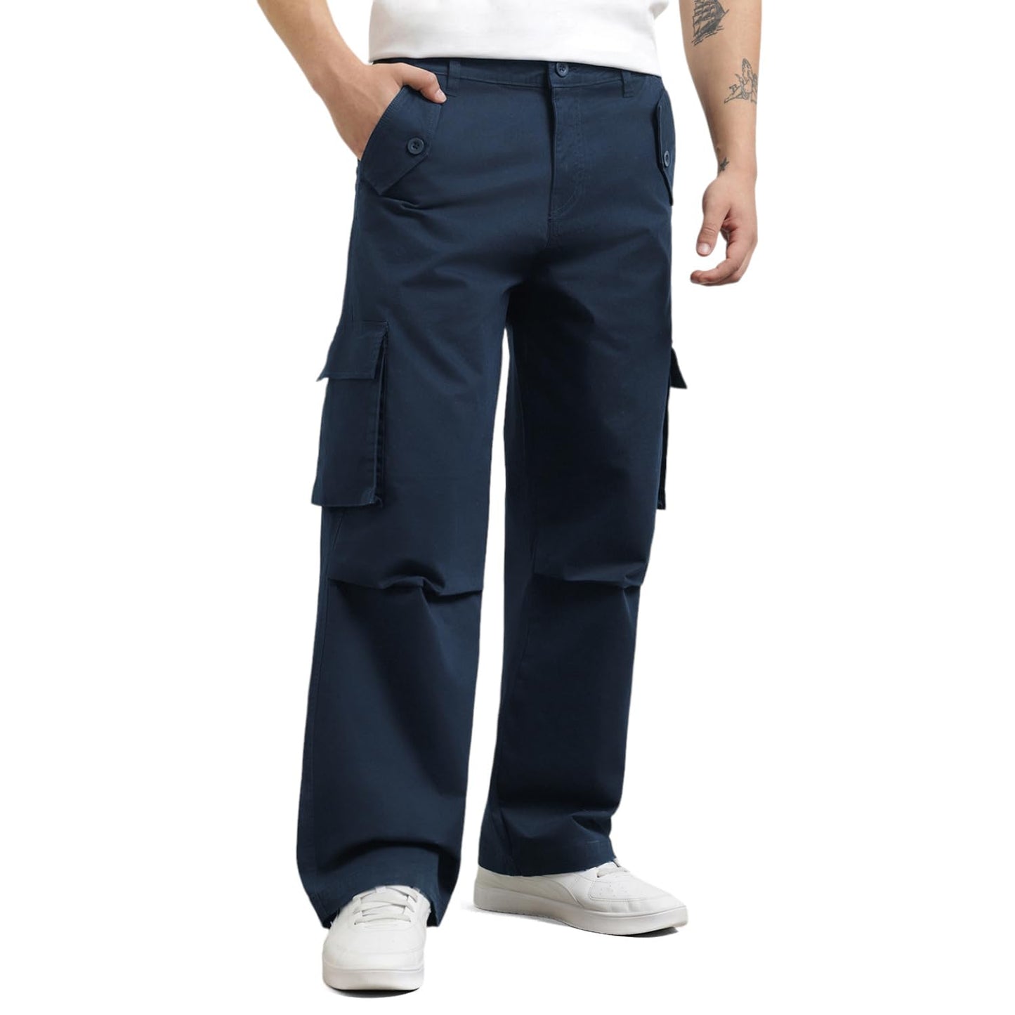 Nobero MenS Loose Casual Pants (1M-Bwcp-R0002_Navy Blue