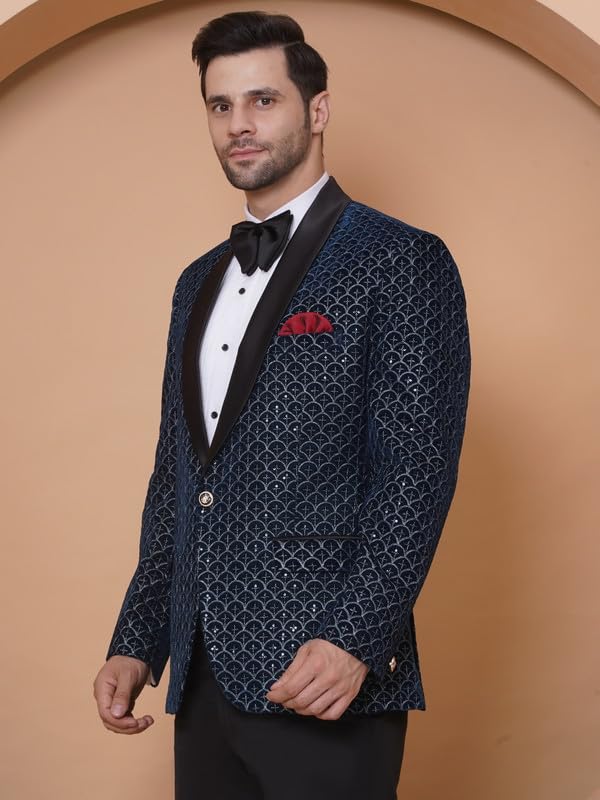 Favoroski Wedding Sequence Blazer Suit For Men | Festive Blazers For Men | Embroidered Velvet Blazer | Relaxed Fit Blazer For Me