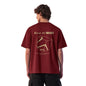 Nobero MenS Graphic Print Oversized Fit T-Shirt (1M-Twrt-C1005-Bs_Break The Mold-Wine Red