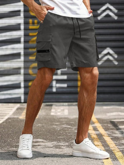 SMOWKLY Mens Cotton Casual Relaxed Regular Fit Camo Cargo Shorts || Drawstring & Elastic Waist Multi Pocket Summer Beach Hiking