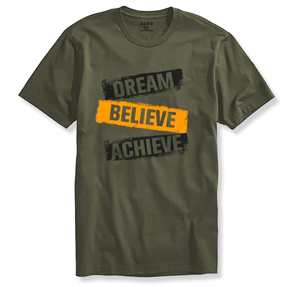 ADRO Mens Dream Believe Achieve Printed T-Shirt (R22-M-DBA-OL_Olive)