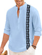Finivo Fashion MenS Short Kurta With Printed Geometric Side Panel | Cotton Blend Full Sleeve Ethnic Topwear With Mandarin Collar