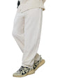 The Souled Store Cotton Linen Pants: Ecru Men and Boys Drawstringed Solid Straight Fit Cotton Linen Pants