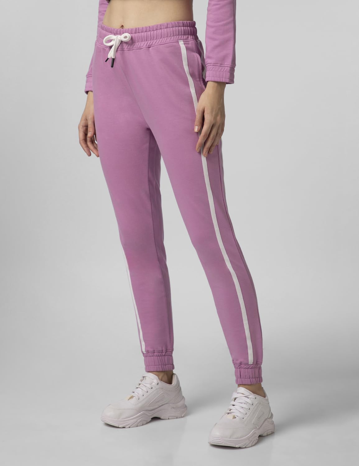 FYLTR Womens Joggers with Side Tape Detailing - Elasticated Waistband | Contrast Drwacord | Elastic Hem