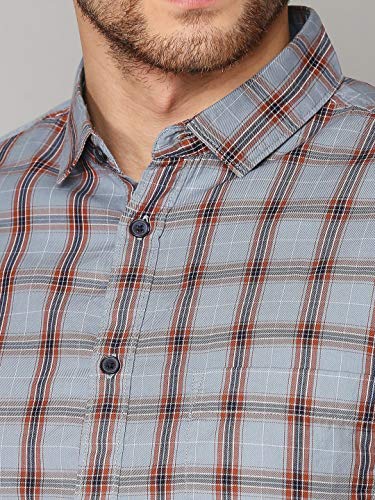Dennis Lingo MenS Cotton Checkered Slim Fit Shirt With Pocket, Full Sleeve Shirt Suitable For Casual Wear, Formal Wear, Office