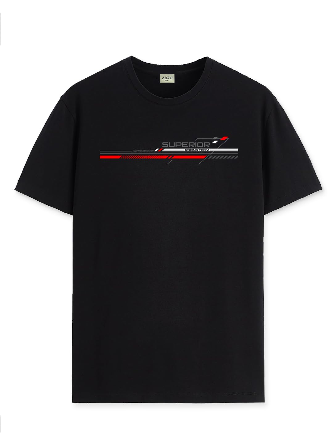 ADRO Men's Graphic Printed 100% Cotton T-Shirt - Regular Fit, Printed T-Shirts for Men (RN24-RAC-BL_Black)