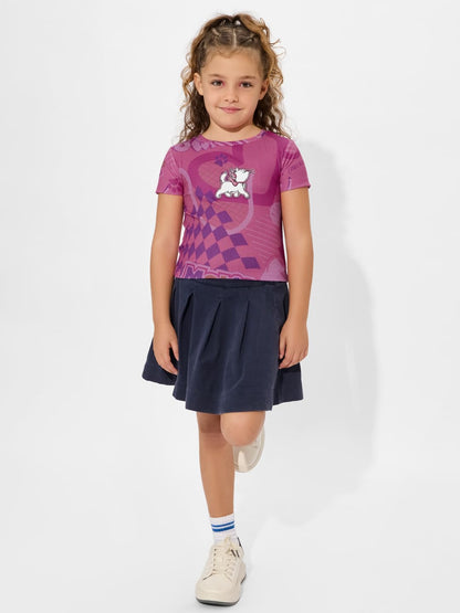 The Souled Store Official Disney: Marie in Paris Young Girls Round Neck Multicolor Graphic Printed Cotton T-Shirts
