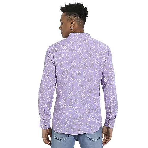 Campus Sutra Mens Regular Fit Shirt (CBSSM23_CSMSSRT5800_Lavender