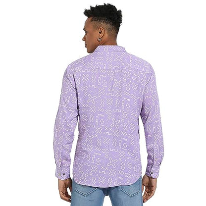 Campus Sutra Mens Regular Fit Shirt (CBSSM23_CSMSSRT5800_Lavender