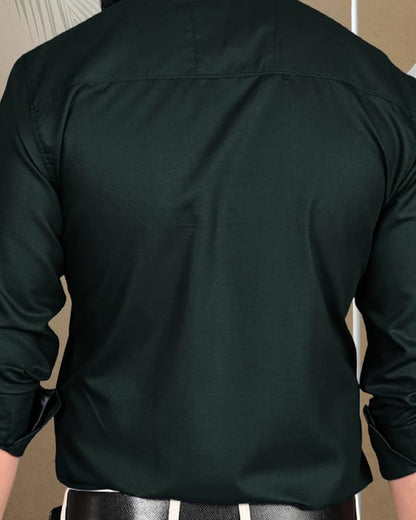 Pinkmint Men Cotton Soild Spread Collar Long Sleeve Shirt Formal Wear Black
