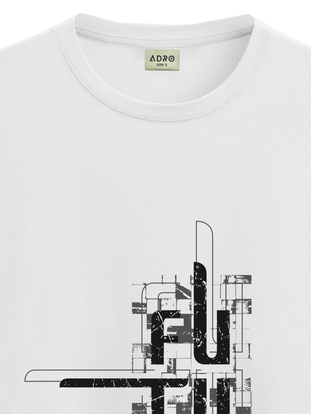ADRO Men's Graphic Printed 100% Cotton T-Shirt - Regular Fit, Printed T-Shirts for Men (RN24-FTR-WH_White)