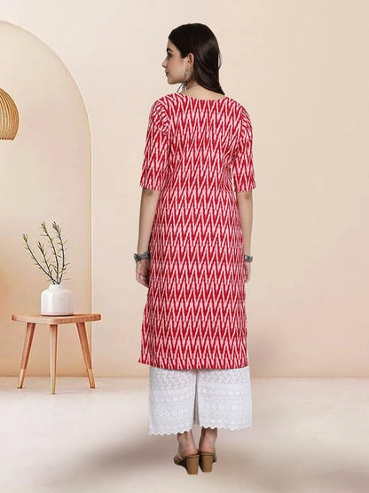 Pinkmint Elegant Printed Crepe KurtiS For WomenS Ll Fashionable Kurti Ll Straight Round Neck Kurti (Pack Of 1) Pink