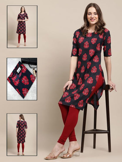 Pinkmint Printed Kurti for Womens ll Straight Kurtis for Womens ll Stylished Kurti (Pack of 6)