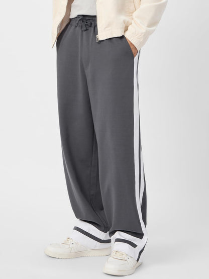 The Souled Store Korean Joggers: Slate Men and Boys Drawstringed Loose Fit Cotton Blend Korean Joggers