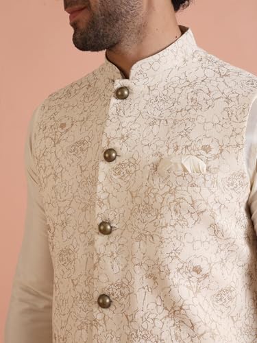 Kisah Nehru Jacket For Men  Printed Cotton Blend Modi Jacket | Ethnic & Formal Waist Coat For Weddings, Parties & Office Wear
