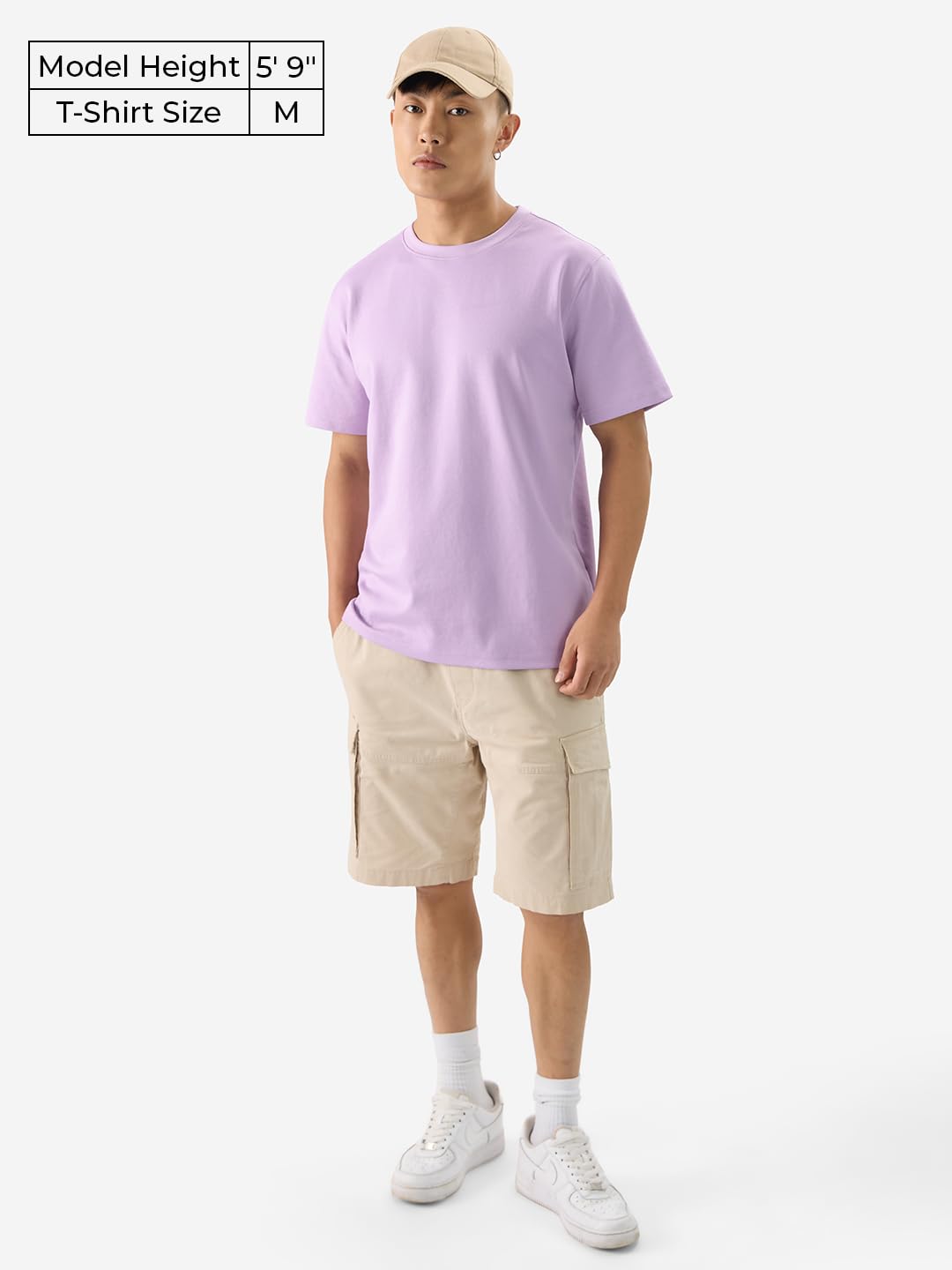 The Souled Store Solids: Faded Purple Men and Boys Short Sleeves Round Neck Regular Fit Cotton Blend T-Shirts