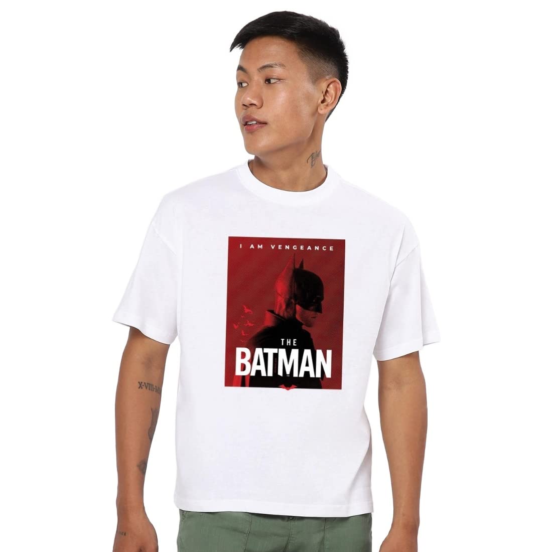 Bewakoof Mens Batman Poster Graphic Print White Round Neck Half Sleeve T-Shirt
