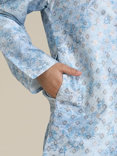 Manyavar Boys Art Silk Printed Kurta Pyjama Set (2Pcs)(4-5 Years)