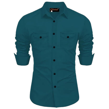 Rebelify Double Pocket With Flap Men Cargo Cotton Shirt