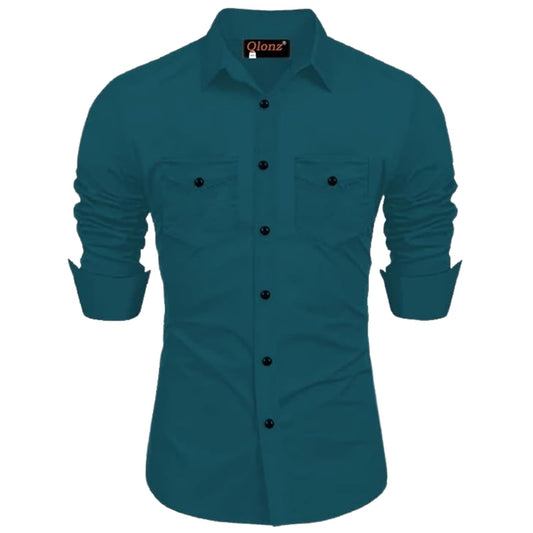 Rebelify Double Pocket With Flap Men Cargo Cotton Shirt