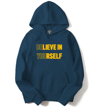 ADRO Believe in Yourself Design Printed Cotton Hoodies/Sweatshirts for Men (H21-M-YOU-SB_Teal)