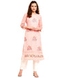 Vairagee WomenS Georgette Straight Cut Round Neck Kurta With Beautiful Floral Embroidery Thread Work (1577) Pink