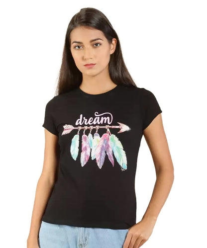 Lyra Pure Cotton Round Neck Printed T-Shirt For Women