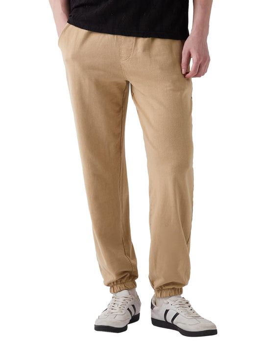Bewakoof Air 1.0 Mens Solid Oversized Fit Terry Acid Wash Joggers_646426_Brown_XL