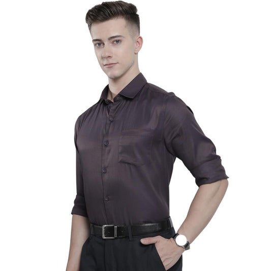 The Indian Garage Co Men Purple Slim Fit Solid Formal Shirt