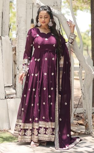 Fashion Basket Georgette Anarkali Dress For Women Wine