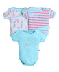 Bumzee Baby Girls Cotton Half Sleeves Bodysuit/Onesie/Leotard Mint Green & White - New Born (Peb10568A-Mgn)