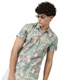 Lookmark MenS Trendy Cotton Blend Spread Collar Half Sleeve Printed Shirt ||Green Coloured Shirt For Men ||Az-Lm-P1-Printed Shi