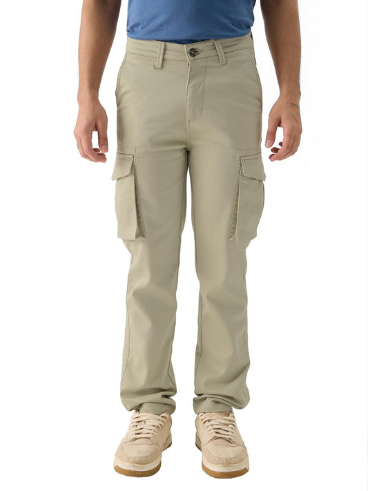 The Souled Store Solids: Champagne Men and Boys Regular Fit Cargo Pants