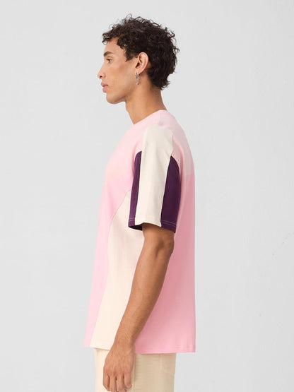 The Souled Store Originals Colourblock : Sapphire Oversized T-Shirt for Men Boys Cotton Casual Half Sleeves Baggy Loose Fit Drop