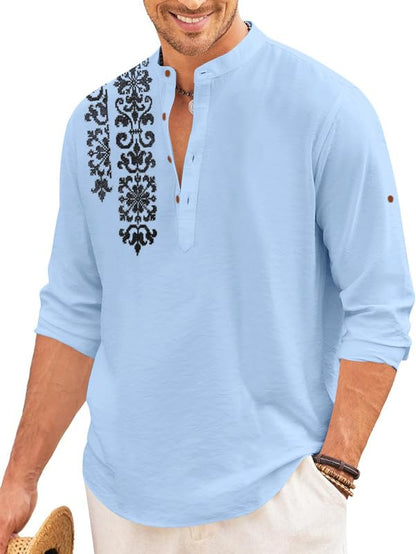 Finivo Fashion MenS Regular Fit Cotton Blend Short Kurta Shirt | Full Sleeve Ethnic Shirt With Mandarin Collar And Button Plack