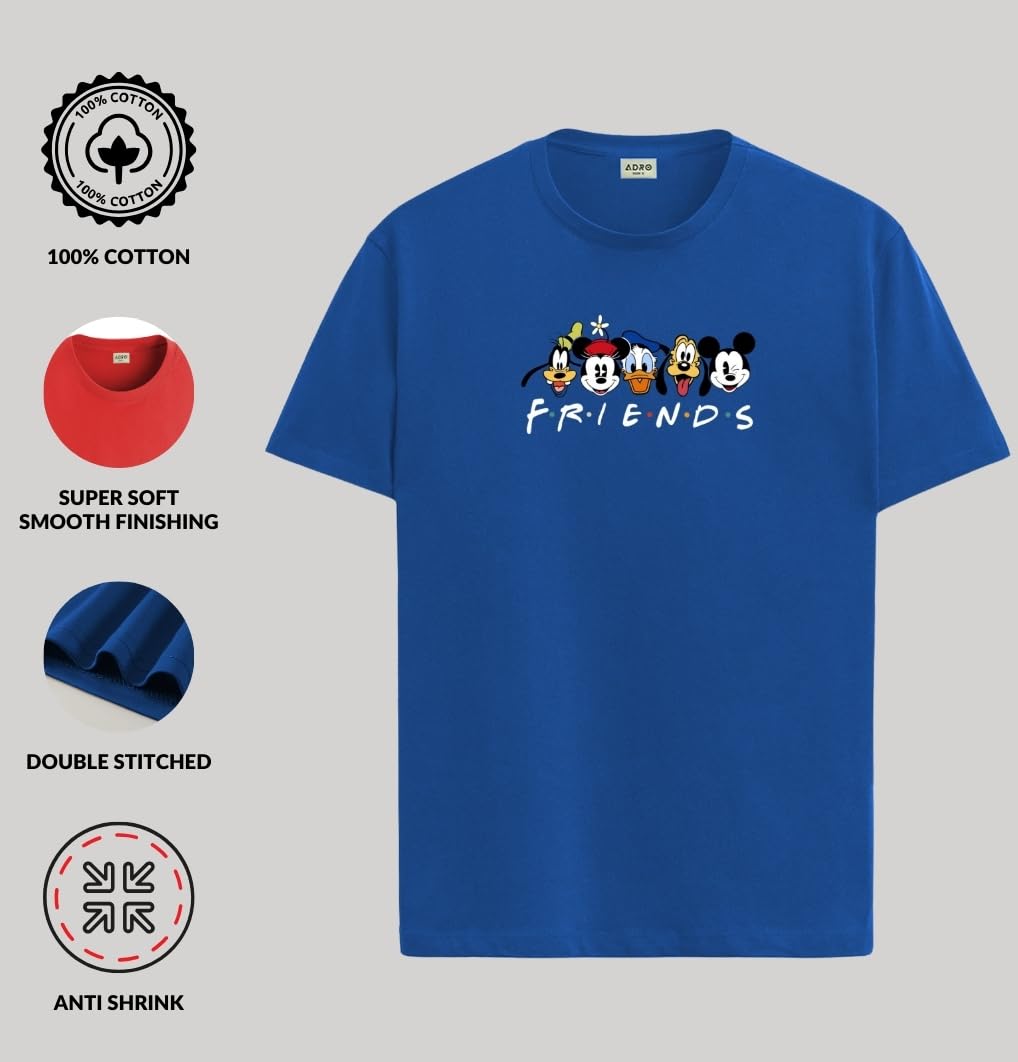 ADRO T Shirts for Boys & Girls | Friends Printed T-Shirt | Ages 3-14 | 100% Cotton Round Neck Tshirt for Boys |KRN-L2-FRIEND-RB-