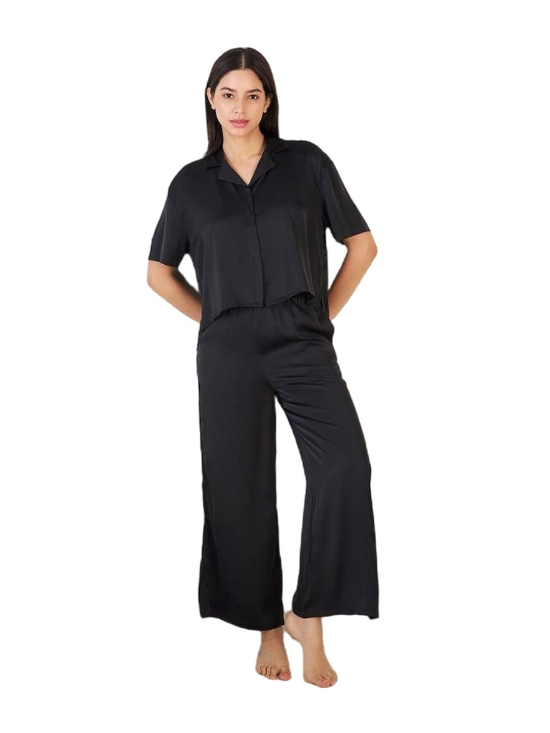 Sweet Dreams Women Silky Pant Set Black