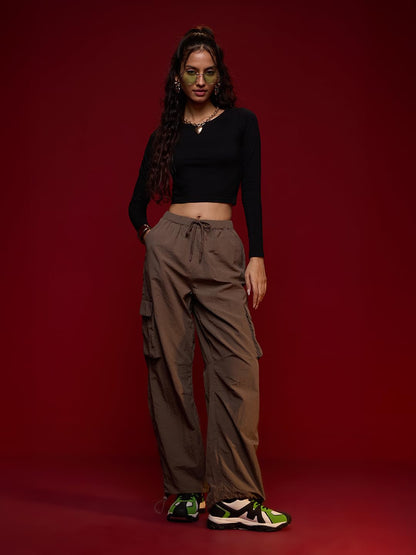 The Souled Store Solids: Black (Cropped Fit) Women Cropped Tops