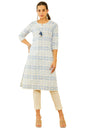 Soch Womens Off White Poly Cotton Embroidered Kurta with Tassels
