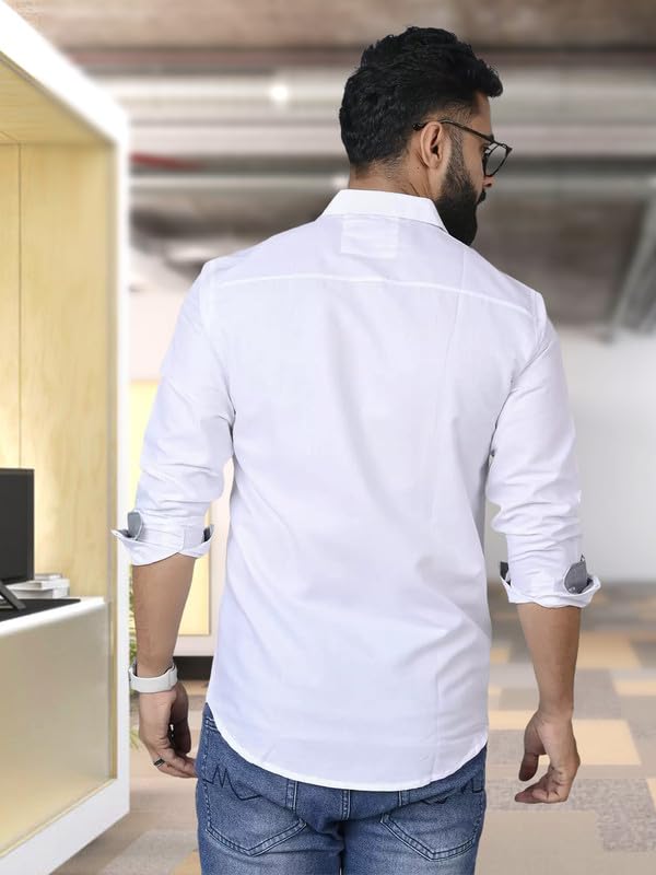 Tee Projekt Shirt for Men Cotton Spread Collar Button Down Long Sleeve Shirt Home, Regular, Home (Pack of 1)